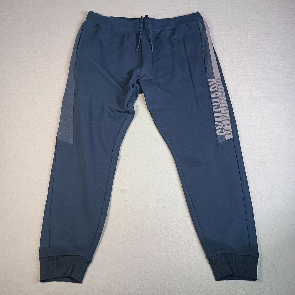 Gymshark Bold React Men's 2XL Blue Stretch Tapered Gym Workout Lifting Joggers